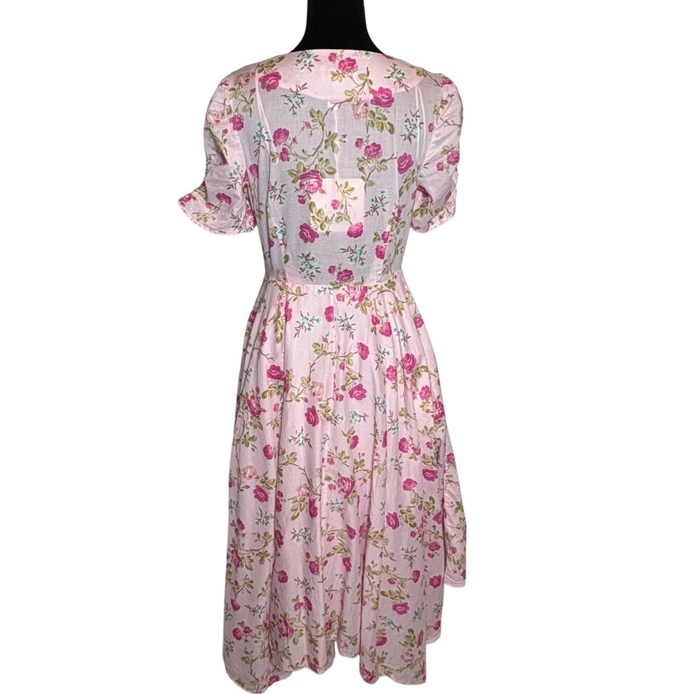 LoveShackFancy x Target Pink Floral Midi Dress Puff Sleeve Cottagecore sz 2 NWT - Picture 2 of 11